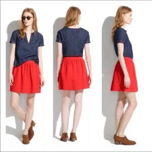 Madewell Red Pointe Swivel Mini Skirt Size 2
